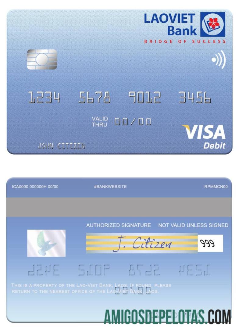 Laos Lao Viet Bank Visa Debit Card sample